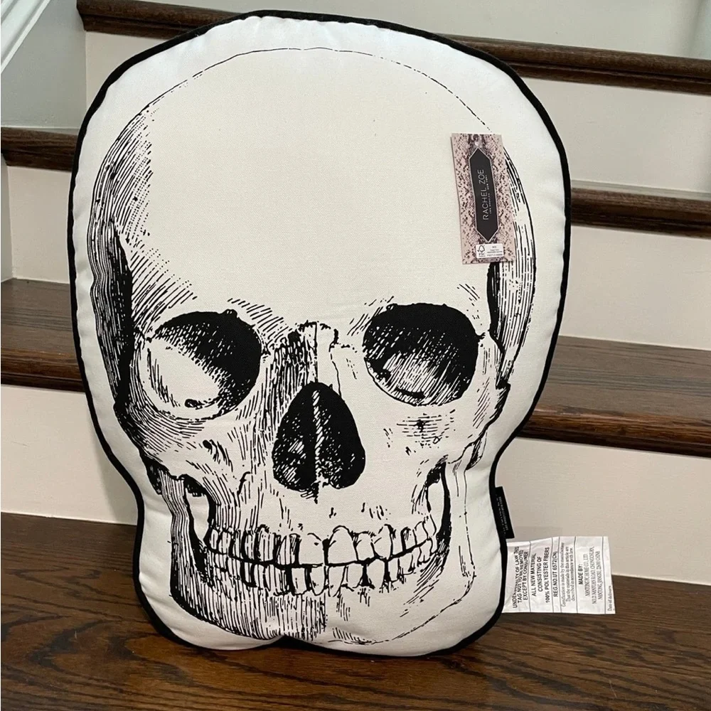 ‼️RACHEL ZOE HALLOWEEN BLACK & WHITE SKULL LARGE DECORATOR PILLOW ‼️LAST ONE